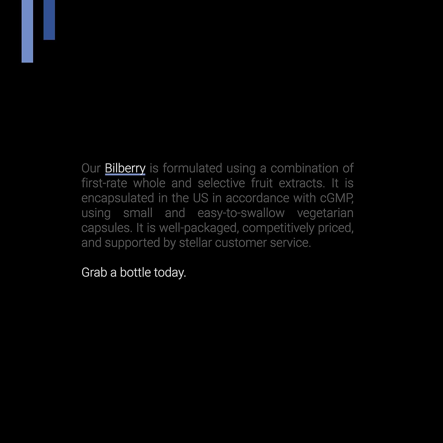 1000mg Bilberry Extract with 25% Anthocyanins - 120 V-Capsules, European Blueberry Supplement, Vegan & Gluten Free - Made in USA