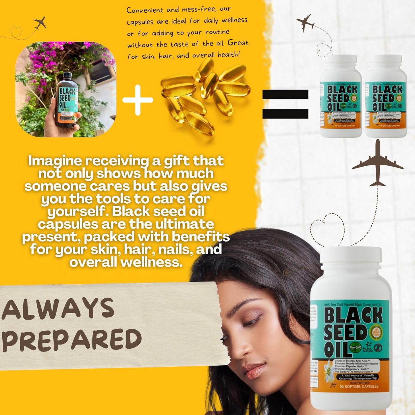 1000mg Black Seed Oil Capsules - Lab Tested Turkish Nigella Sativa with 3X Thymoquinone - USA Made Cold-Pressed Kalonji Oil - Hair, Brain & Immune Support - Non-GMO Sweet Sunnah