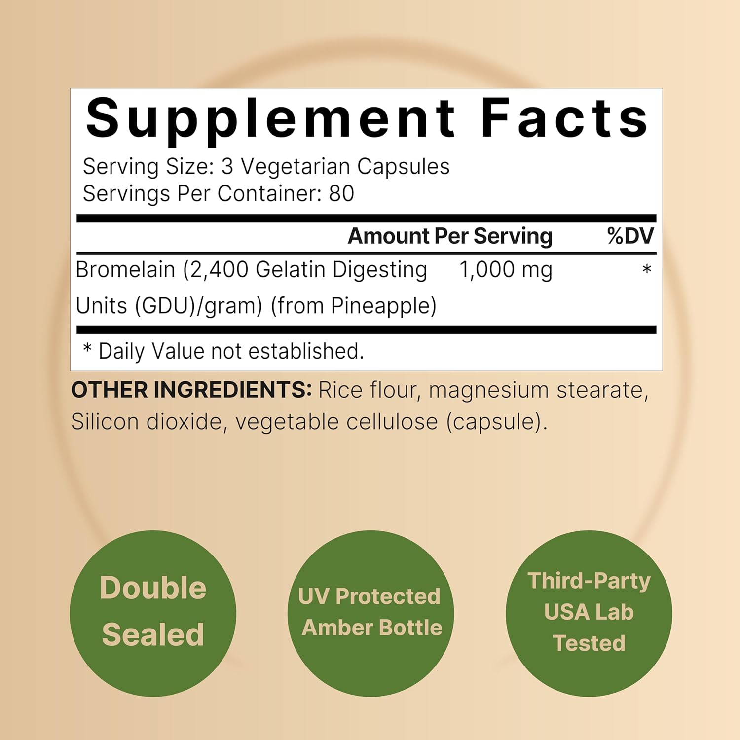 1,000mg Bromelain Enzymes Supplement - 240 Veggie Capsules, Joint Support & Digestive Aid - Fresh Pineapple Source, Non-GMO - NatureBell