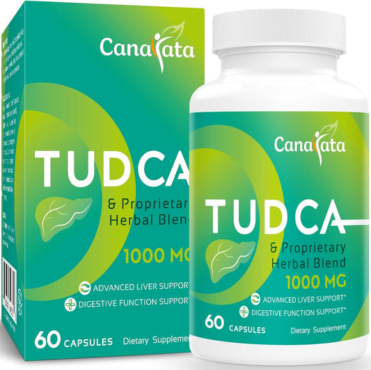 1000mg Canarata TUDCA Liver Support Supplements - 60 Vegan Capsules for Liver Cleanse & Repair with Milk Thistle Herbal Blend Formula