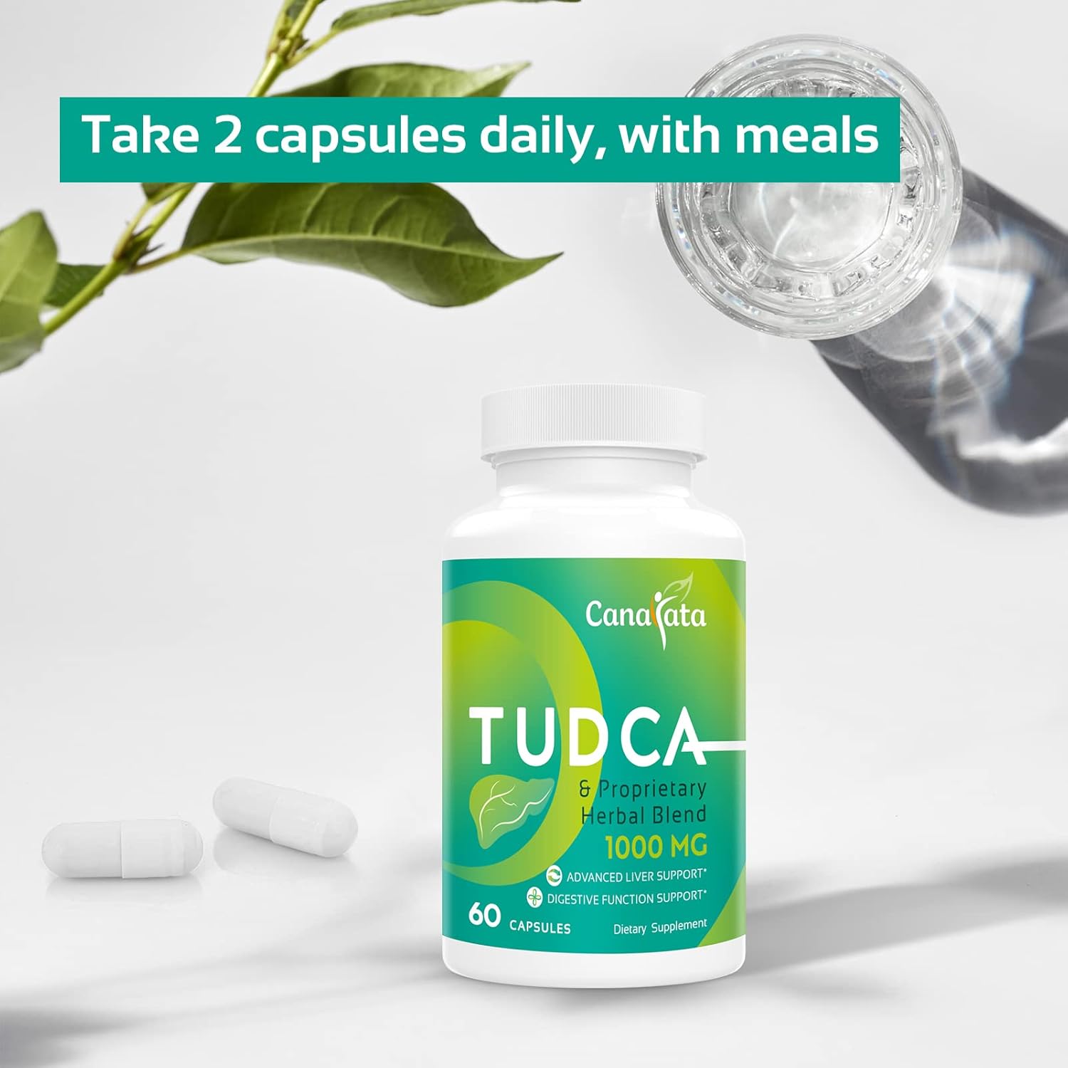 1000mg Canarata TUDCA Liver Support Supplements - 60 Vegan Capsules for Liver Cleanse & Repair with Milk Thistle Herbal Blend Formula