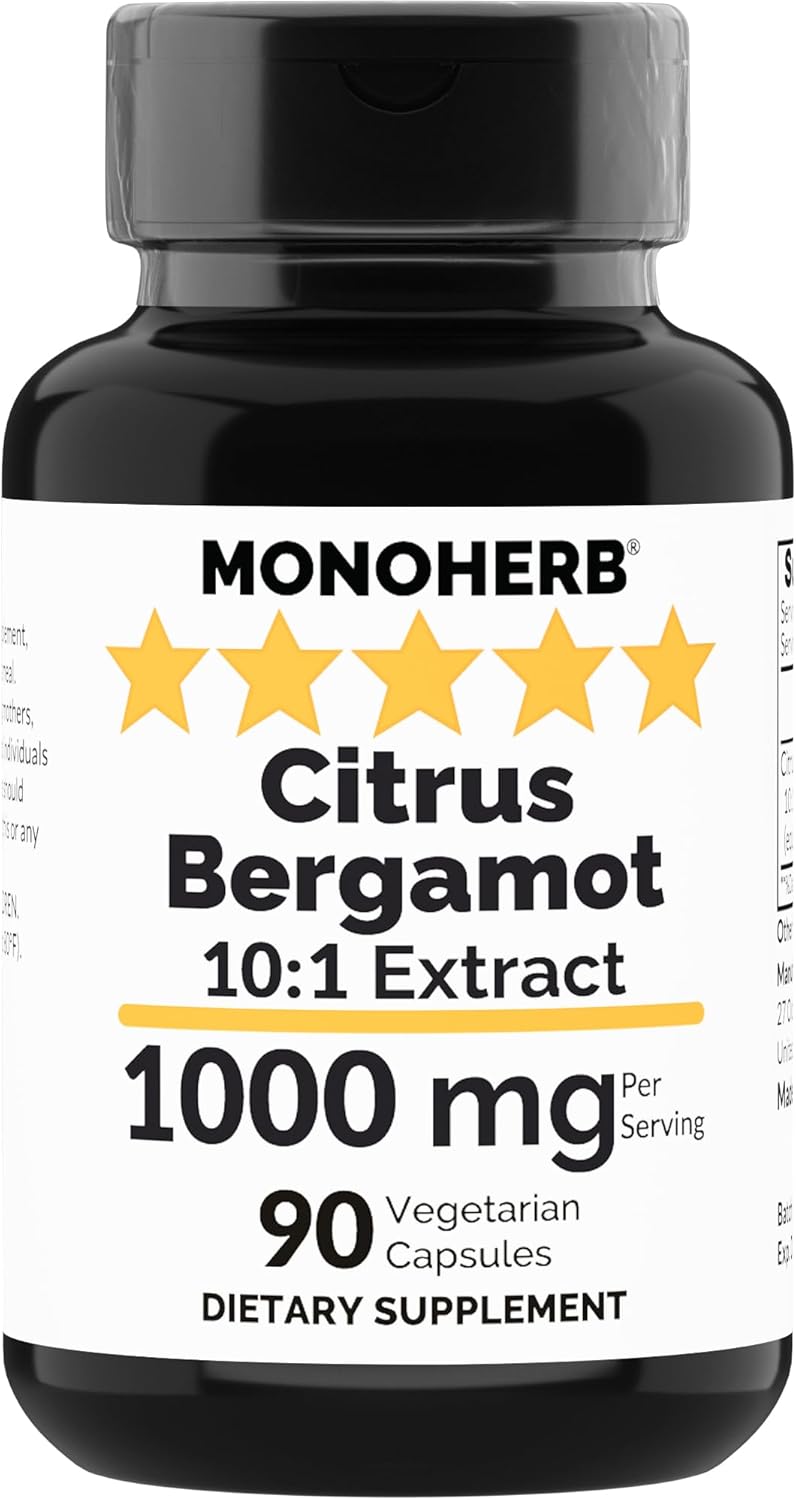 1000mg Citrus Bergamot Extract Capsules - 90 Vegetarian Capsules by MONOHERB