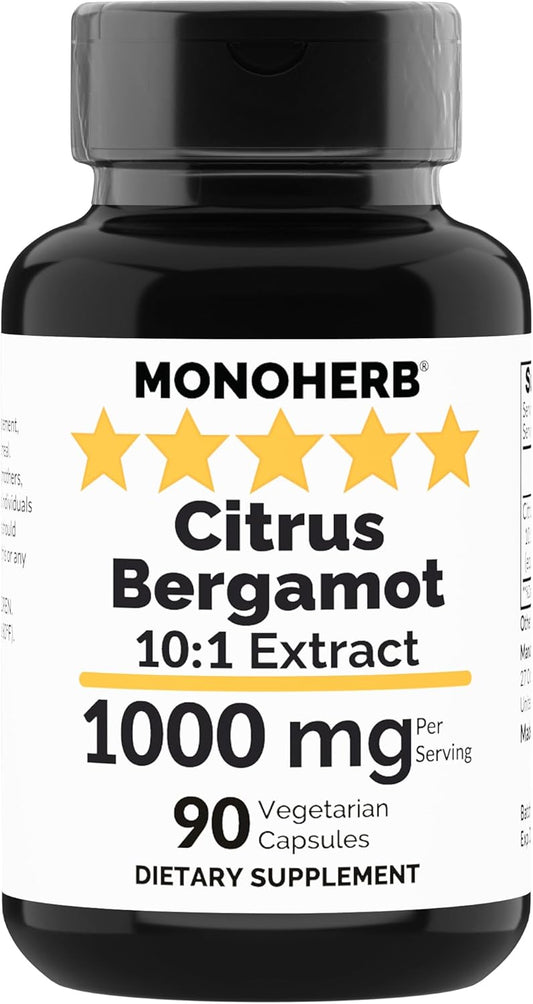 1000mg Citrus Bergamot Extract Capsules - 90 Vegetarian Capsules by MONOHERB