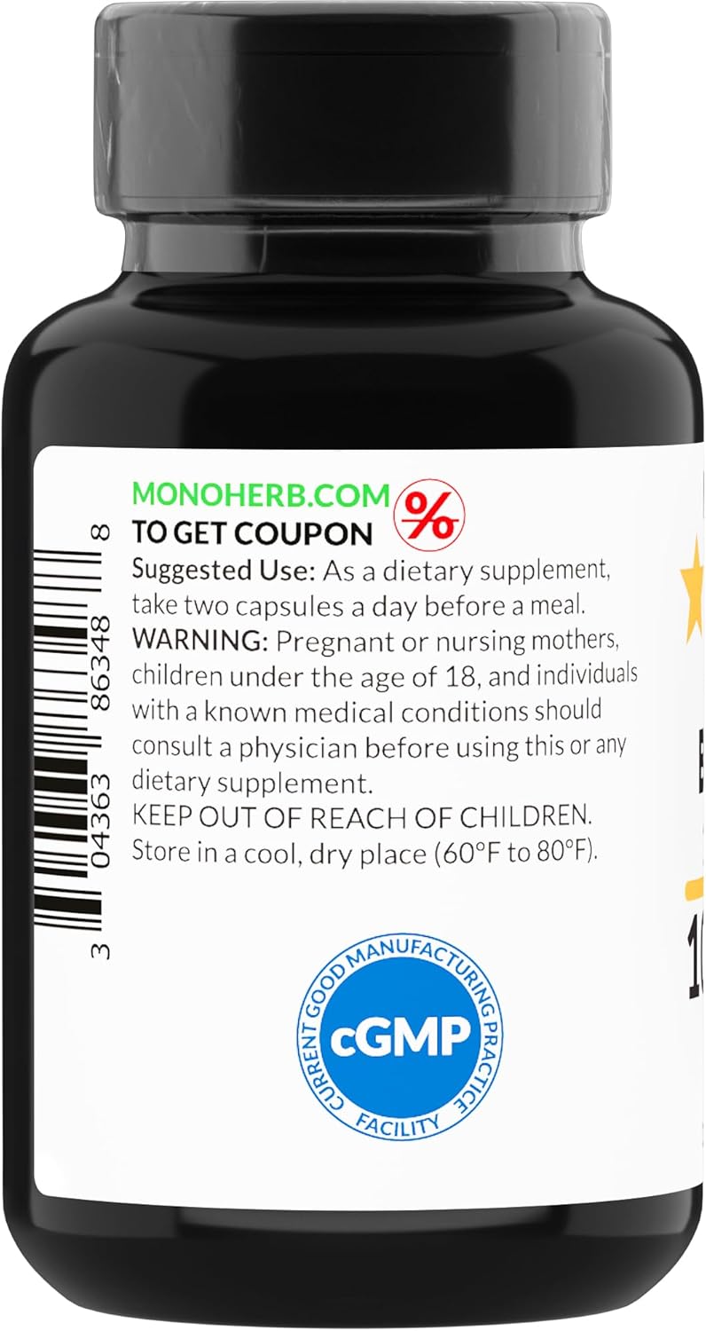 1000mg Citrus Bergamot Extract Capsules - 90 Vegetarian Capsules by MONOHERB