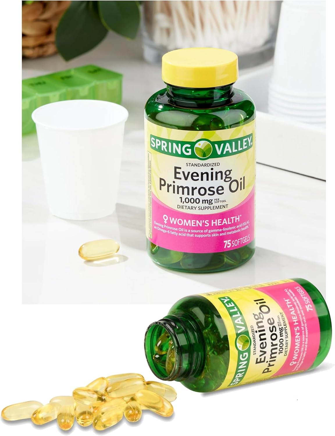 1000mg Evening Primrose Oil Softgels for Women's Health & Dry Skin - 75 Count | Rich in GLA | Non-GMO & Gluten Free