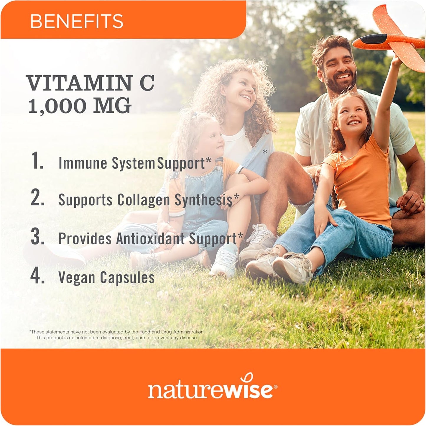 1000mg Extra Strength Vitamin C Capsules for Daily Immune Support - Vegan, Non-GMO, Gluten Free - 60 Count Bottle