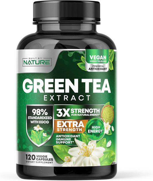 1000mg Green Tea Extract Pills - High Potency Antioxidant Supplement with 98% EGCG - Boost Energy Naturally with Polyphenols - 120 Capsules