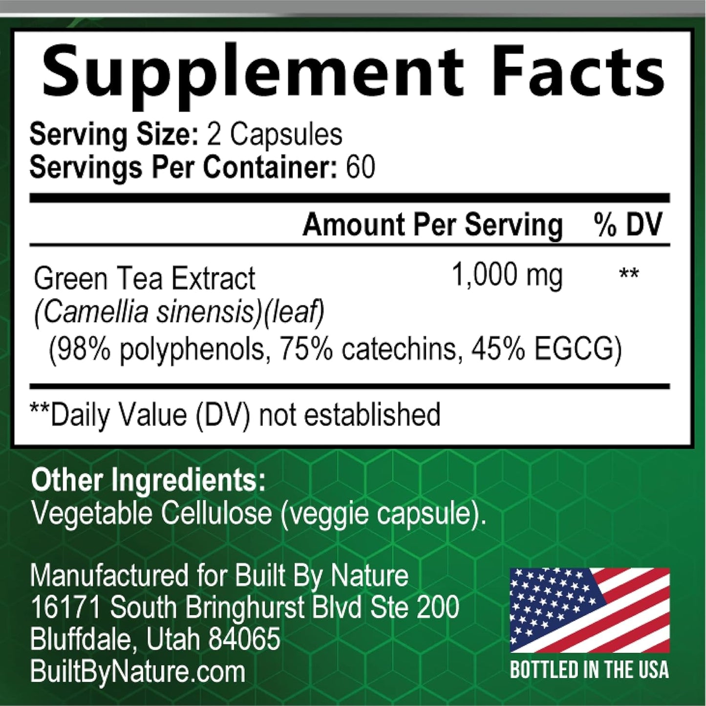 1000mg Green Tea Extract Pills - High Potency Antioxidant Supplement with 98% EGCG - Boost Energy Naturally with Polyphenols - 120 Capsules