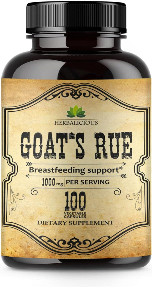 1000mg Herbal Goat's Rue Capsules - Natural Galega Officinalis Breastfeeding Supplement - Supports Breast Milk Production - 100 Capsules
