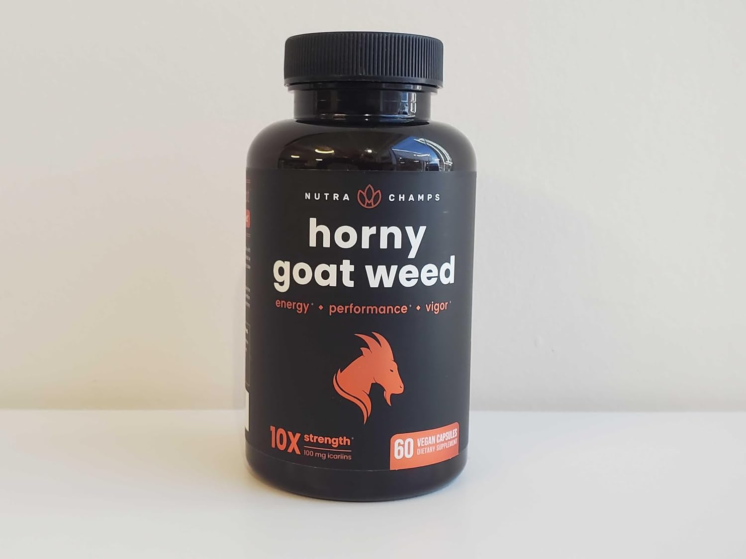 1000mg Horny Goat Weed Energy Supplement with Ginseng, Tribulus & Maca - 60 Vegan Capsules