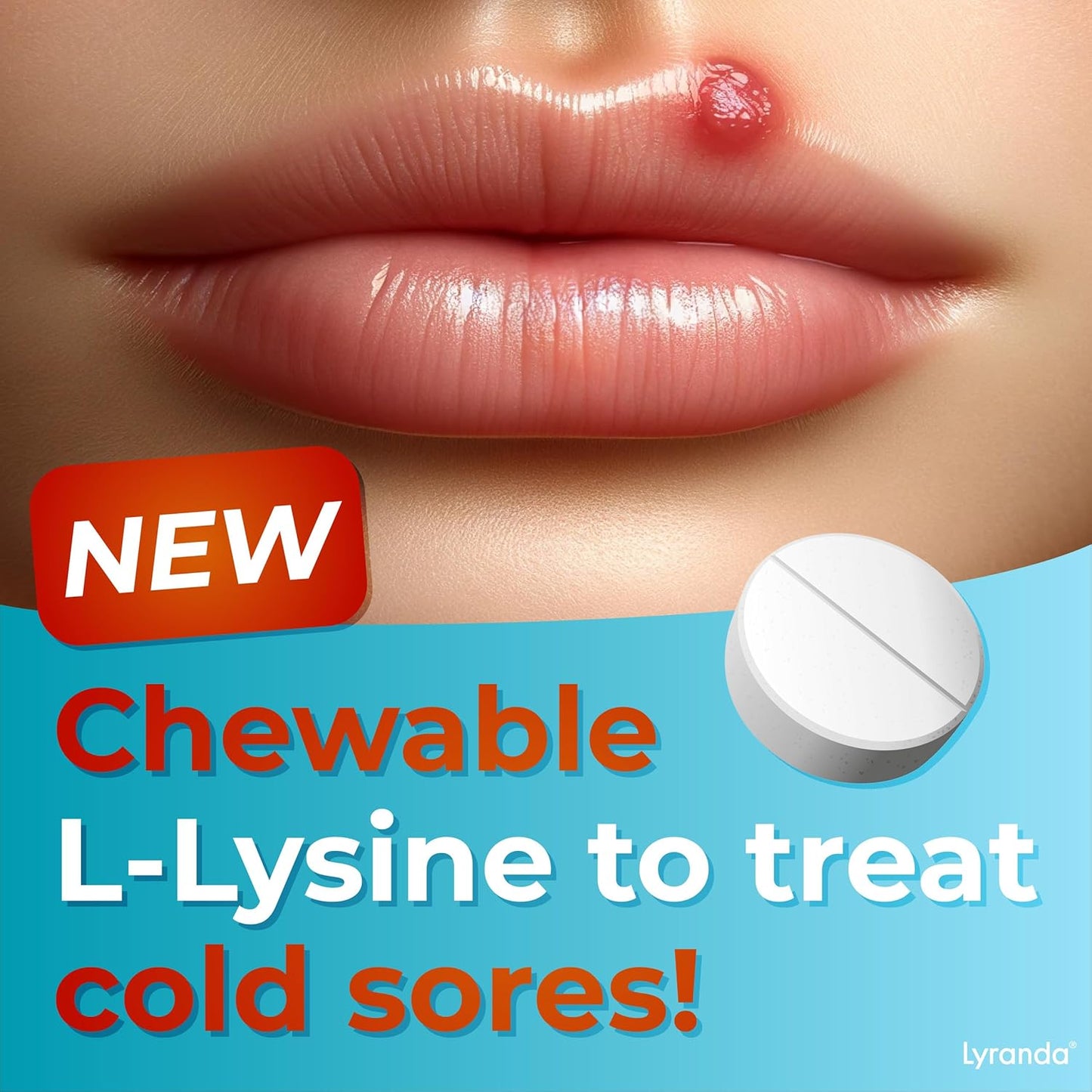 1000mg L-Lysine Chewable Tablets for Cold Sore Treatment - Rapid Absorption and Improved Cleanliness