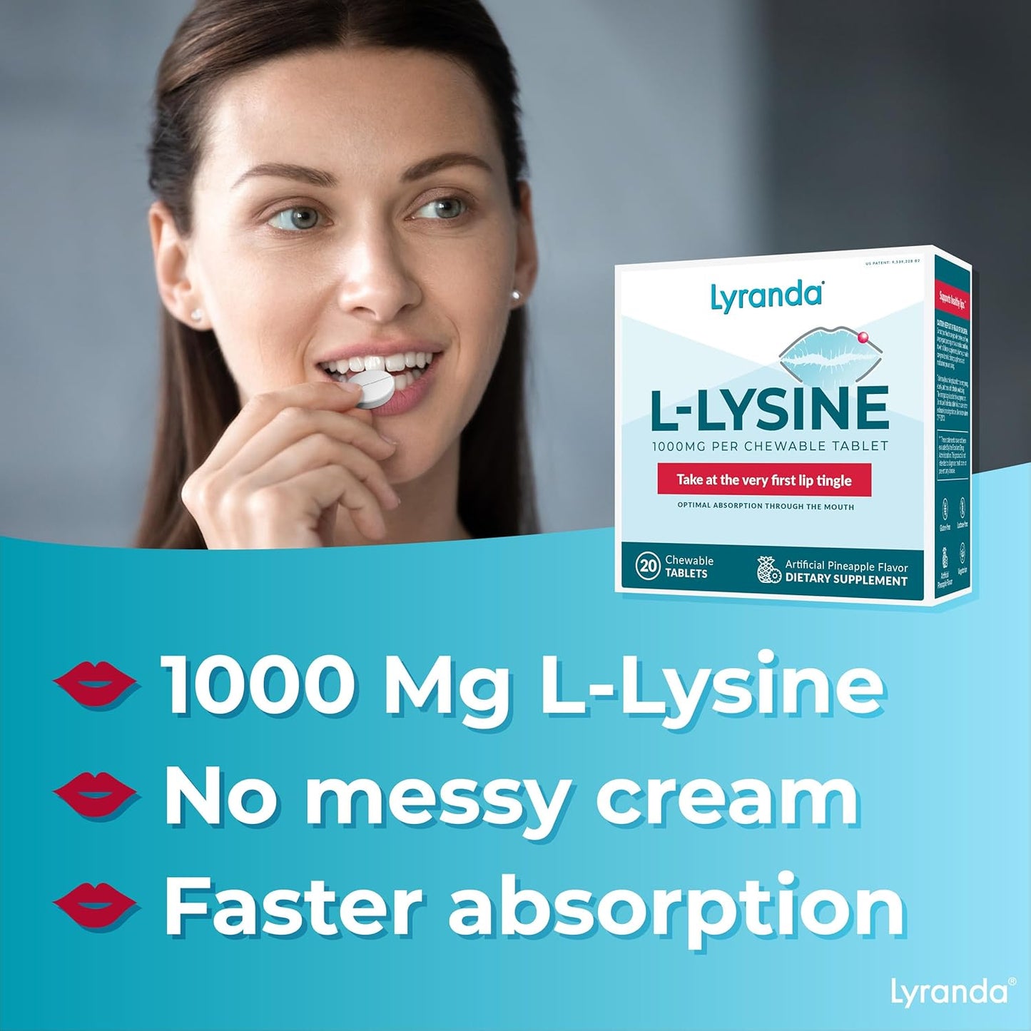 1000mg L-Lysine Chewable Tablets for Cold Sore Treatment - Rapid Absorption and Improved Cleanliness