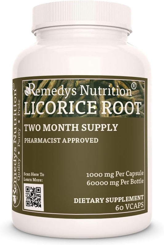 1000mg Licorice Root Capsules - 60 Vegan Capsules, Herbal Dietary Supplement, Non-GMO, Gluten-Free, Dairy-Free