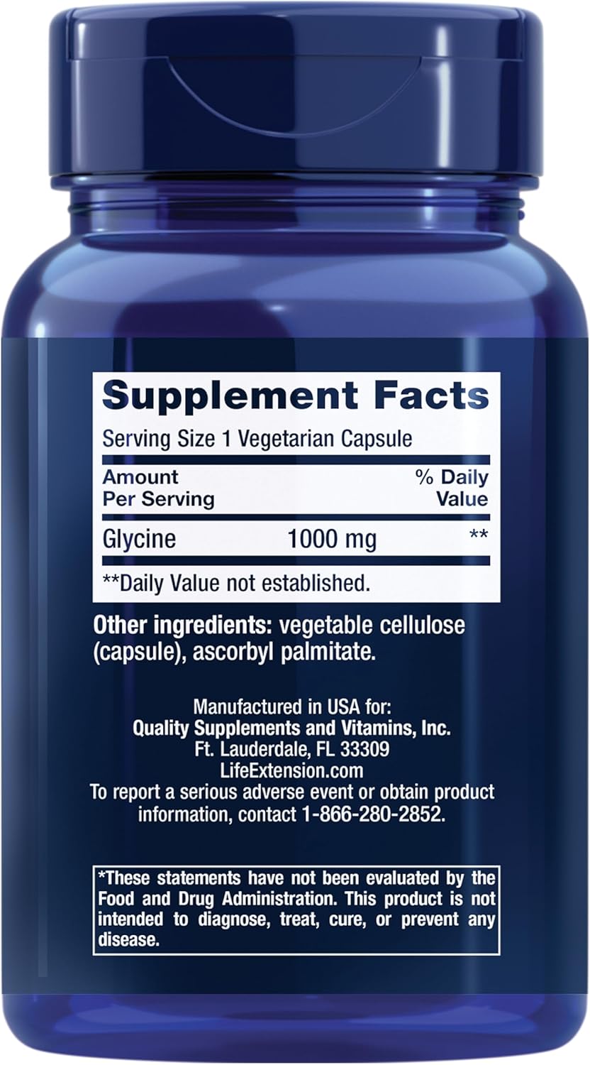 1000mg Life Extension N-Acetyl-L-Cysteine (NAC) & Glycine Capsules - Promotes Relaxation, Healthy Sleep - Vegetarian, Non-GMO, Gluten-Free - 100 Count