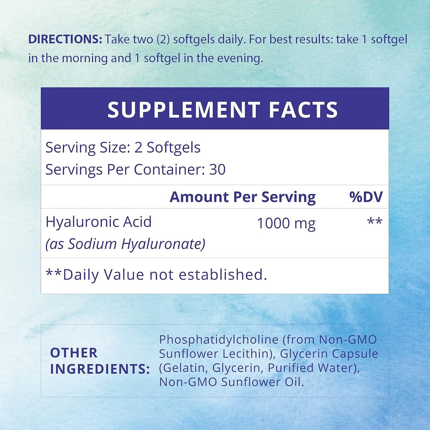 1000mg Liposomal Hyaluronic Acid Capsules for Skin & Joint Repair - Pure Dietary Supplement for Women and Men