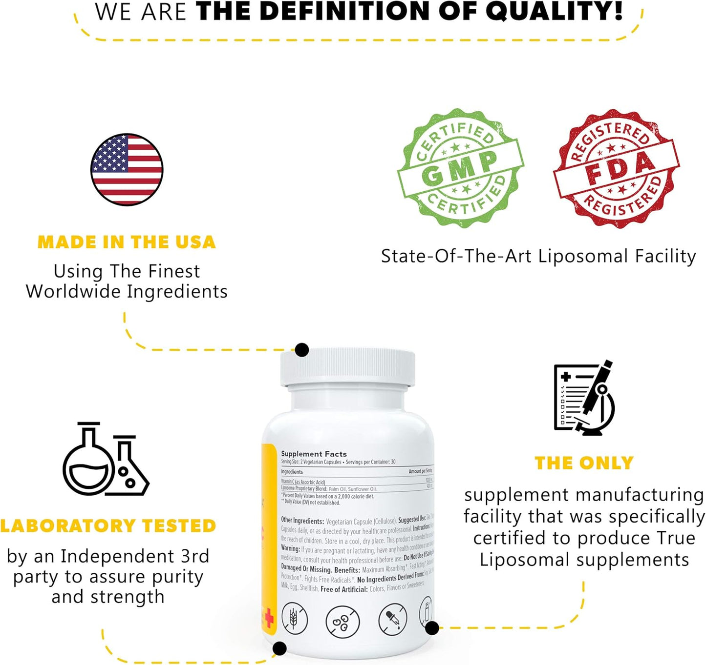 1000mg Liposomal Vitamin C Capsules - Vegan, Non GMO, USA Made - Immune Support, Collagen Booster - Antioxidant Supplement for Maximum Absorption