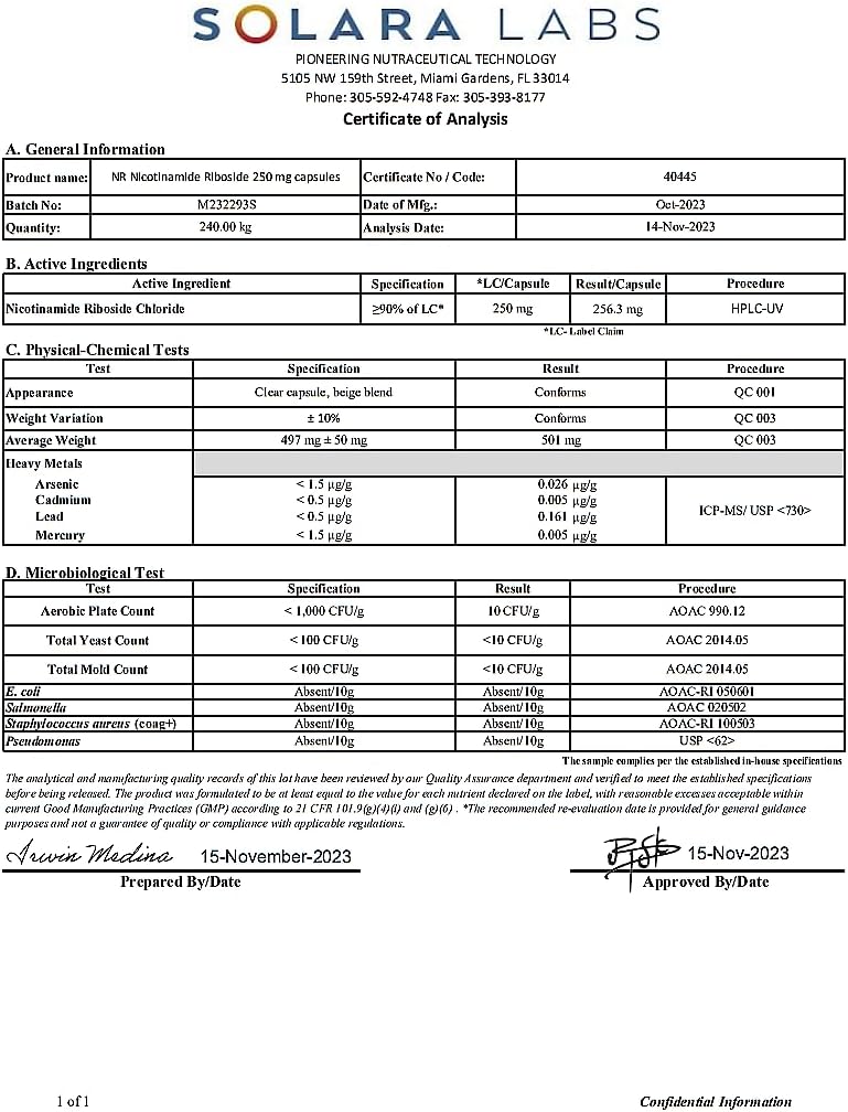 1000mg MAAC10 NR Nicotinamide Riboside | NAD+ Supplement | Lab Tested NMN Alternative