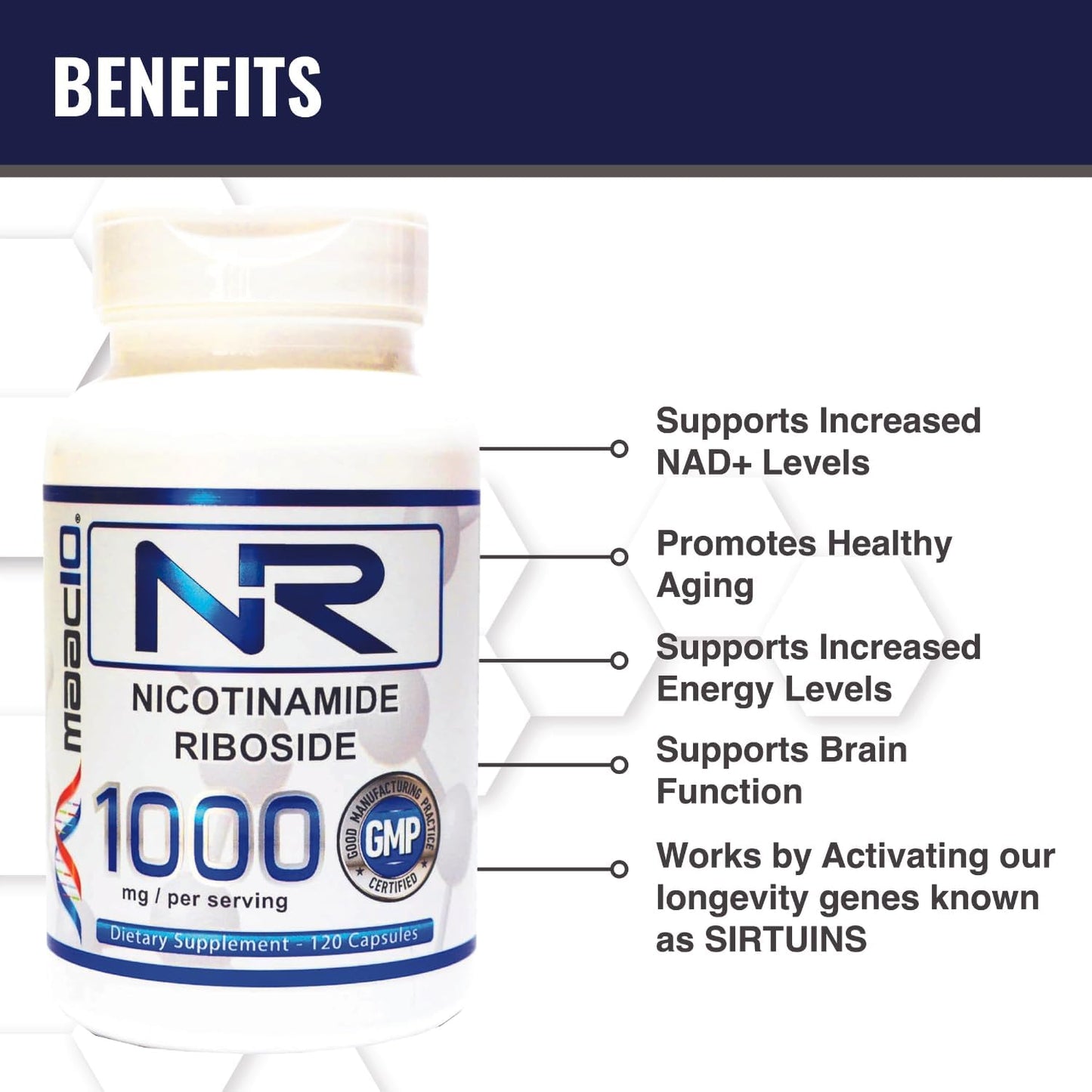 1000mg MAAC10 NR Nicotinamide Riboside | NAD+ Supplement | Lab Tested NMN Alternative