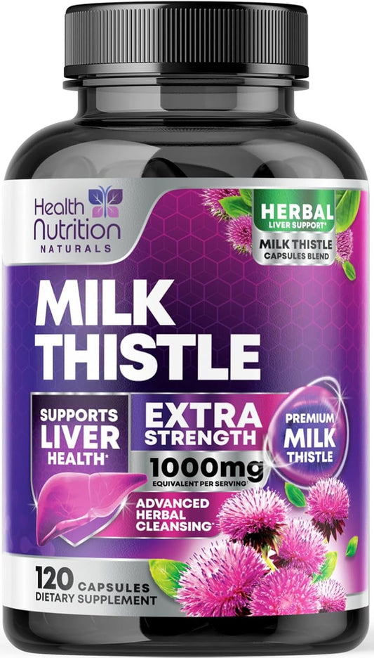 1000mg Milk Thistle and Dandelion Extract Liver Support Supplement - Detox & Repair Formula - 120 Capsules