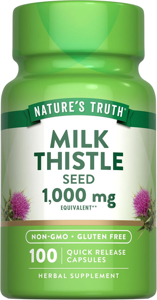 1000mg Milk Thistle Extract Capsules | 100 Count | Non-GMO & Gluten Free Supplement by Nature's Truth