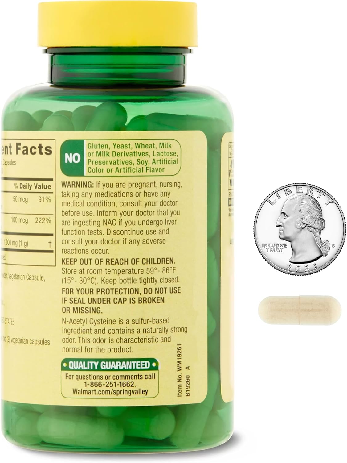1000mg NAC Supplement - 100 Count Vegetarian Capsules with Selenium & Molybdenum for Immune Support - Gluten, Soy, and Lactose Free