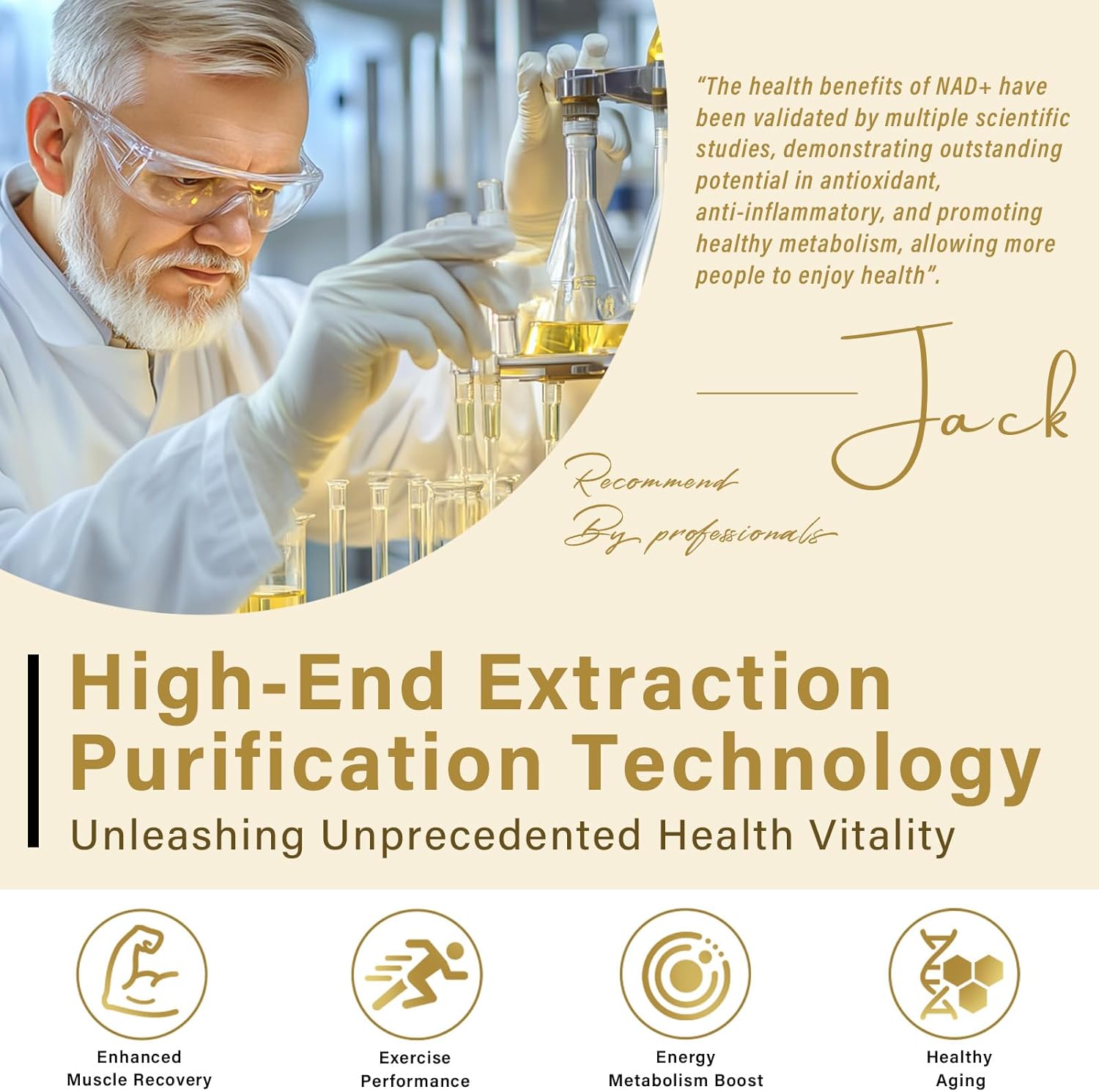 1000mg NAD Supplement Capsules - True NAD+ & Resveratrol Alternative for Anti-Aging - 120 Count