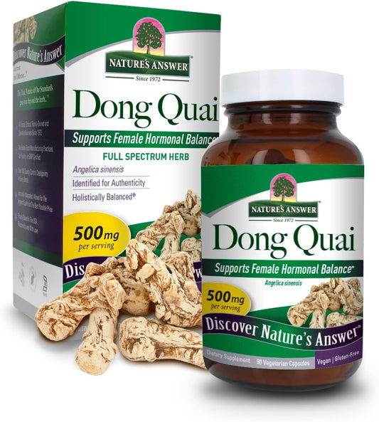 1000mg Nature's Answer Dong Quai Root Capsules - 90 Count - Female Hormone Balance Support - Non-GMO, Vegan, Kosher, Gluten-Free