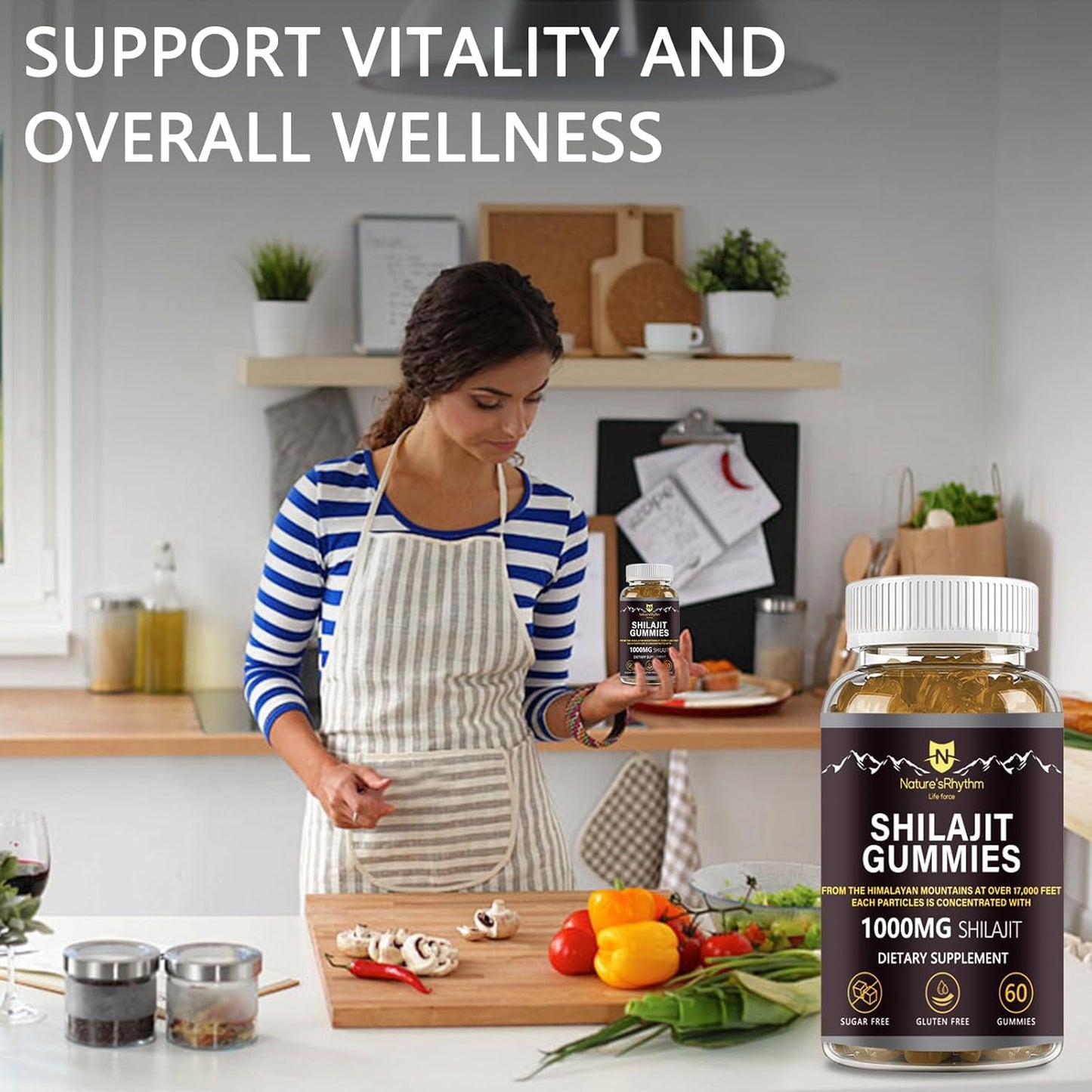 1000mg Nature's Rhythm Shilajit Gummies - 60pcs Men & Women, Rich in Trace Minerals, Energy & Immunity Boost Supplement