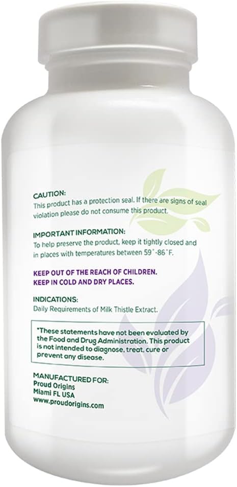 1000mg Proud Origins Milk Thistle for Healthy Liver Function - Gluten Free, Rapid Release Supplements, 6-Month Supply (2 Pack)