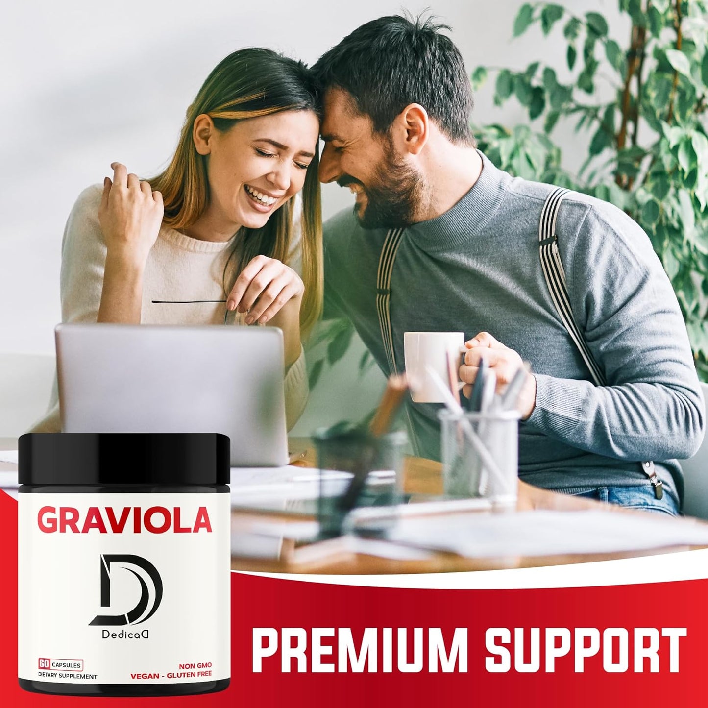 1000mg Pure Graviola Soursop Capsules - Organic 60 Count - Advanced Formula for Immune System & Body Balance - 1 Month Supply