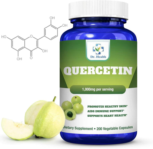 1000mg Quercetin Dietary Supplement Capsules - Cardiovascular & Respiratory Health Immunity Support - Non-GMO - Made in USA