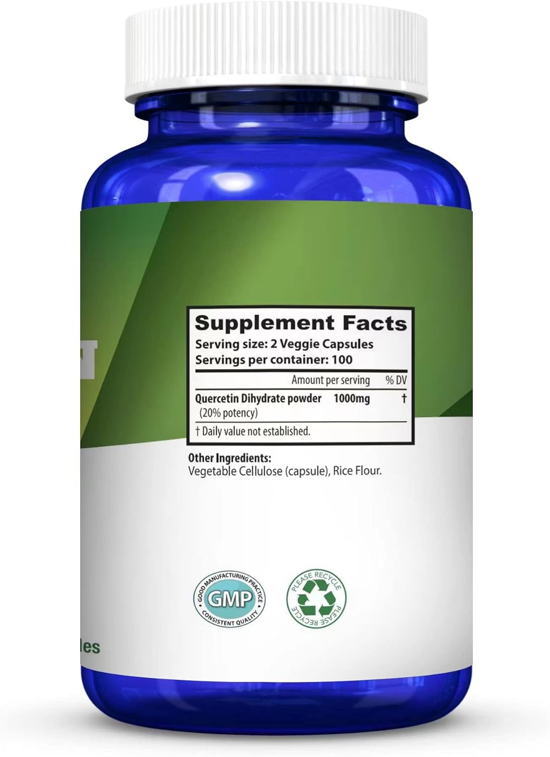 1000mg Quercetin Dietary Supplement Capsules - Cardiovascular & Respiratory Health Immunity Support - Non-GMO - Made in USA