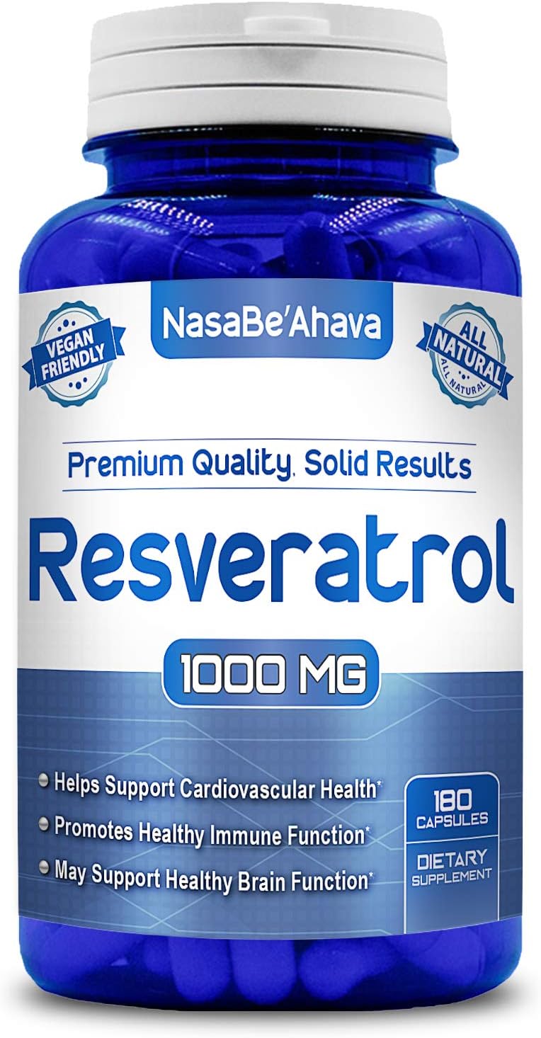 1000mg Resveratrol Capsules | Vegan Supplement for Skin, Heart, and Brain | Antioxidant from Japanese Knotweed | Made in USA (90 Day Supply)