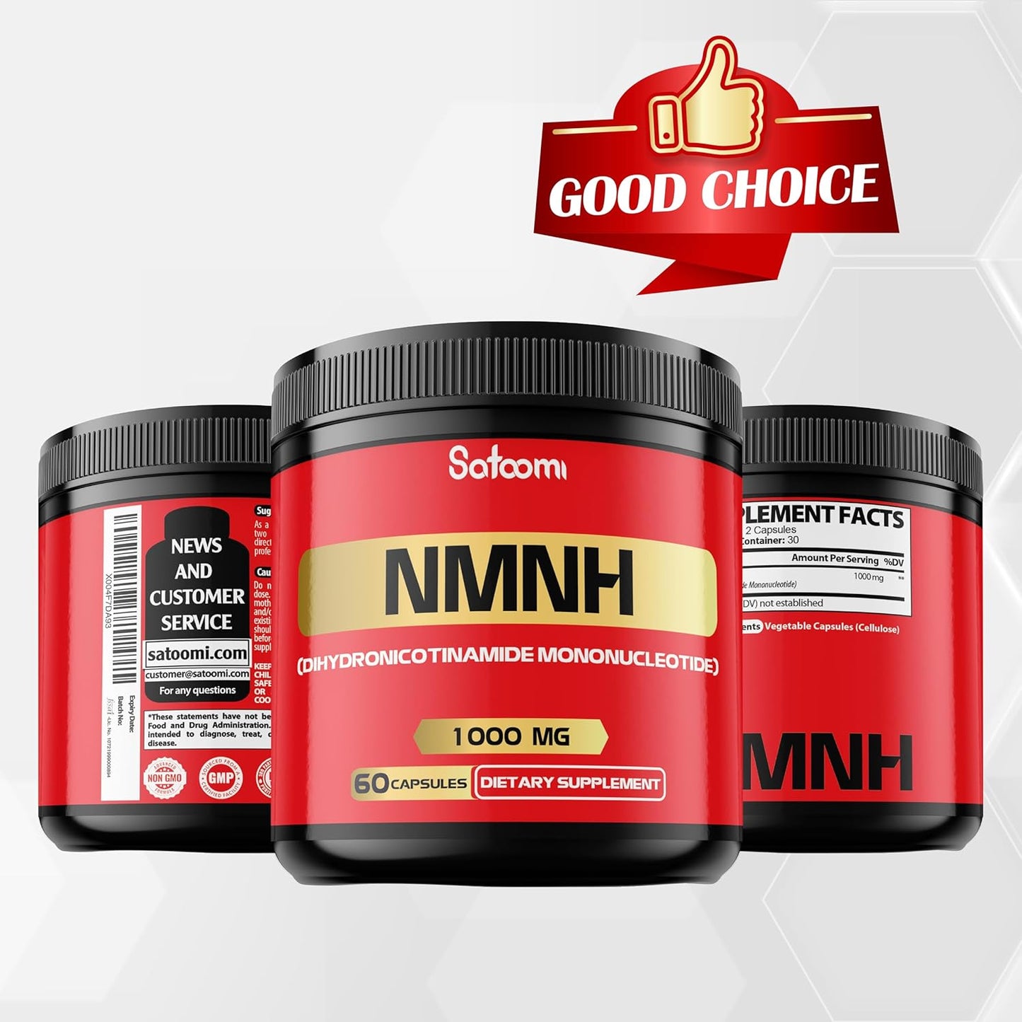 1000mg Satoomi NMNH Capsules - NAD+ Support Supplement - 60 Count - 30 Day Supply