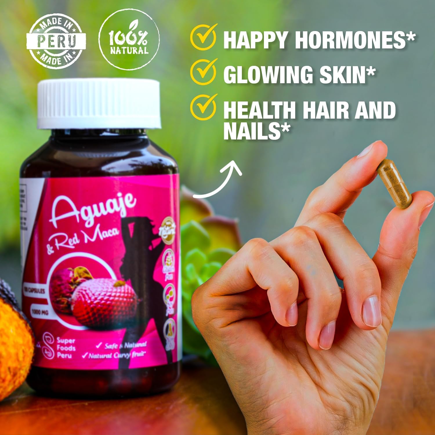 1000mg Sikyriah Curves Capsules for Women with Aguaje and Red Maca - Butt and Breast Enhancement Pills - Curvy Fruit Supplement from Peru