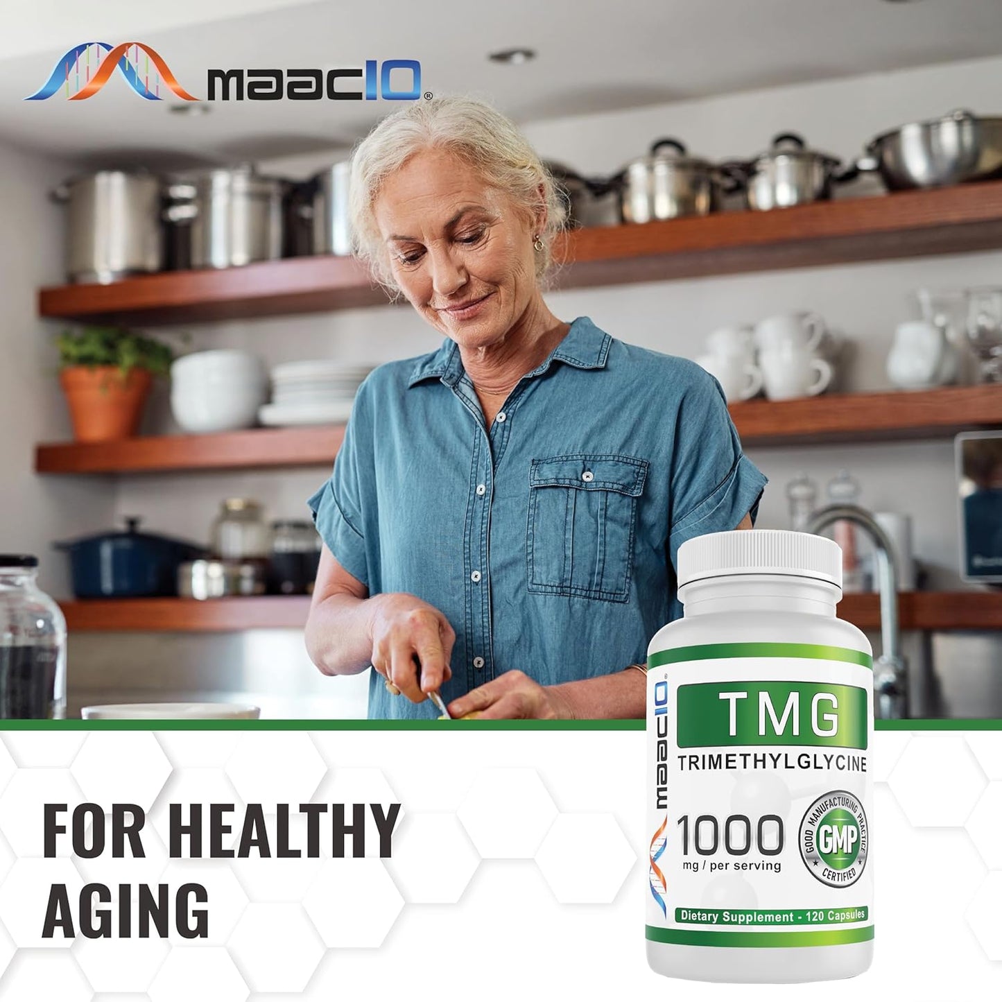 1000mg TMG Capsules for Methylation, Homocysteine & Liver Support | MAAC10 Betaine Anhydrous | 120 Count