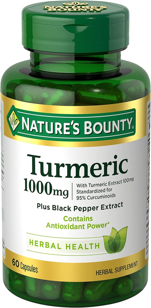 1000mg Turmeric with Black Pepper Extract Capsules for Antioxidant Health - 60 Count