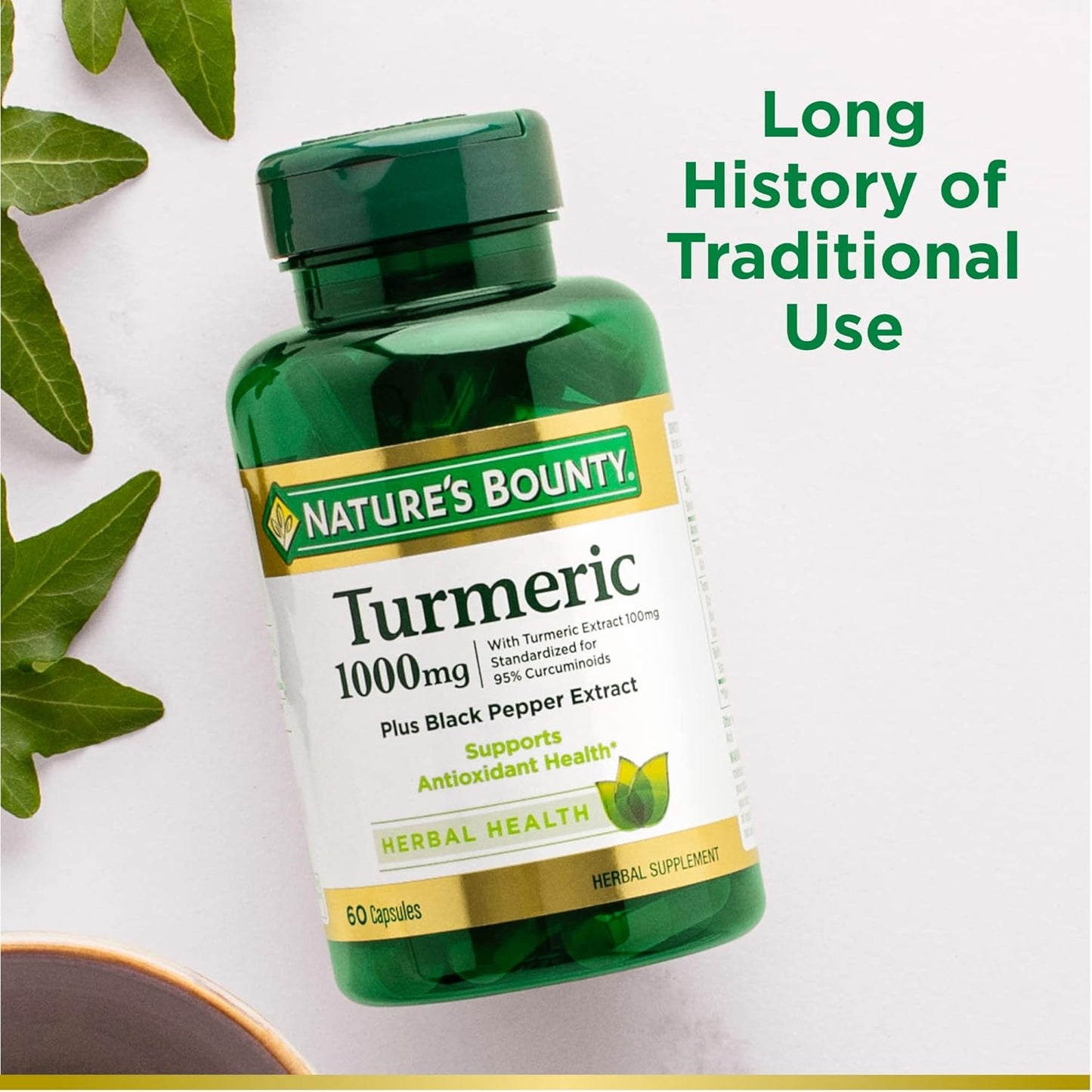 1000mg Turmeric with Black Pepper Extract Capsules for Antioxidant Health - 60 Count
