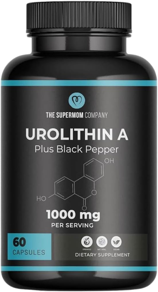 1000mg Urolithin A Plus Black Pepper Dietary Supplement by The SuperMom Company - 60 Vegetable Capsules
