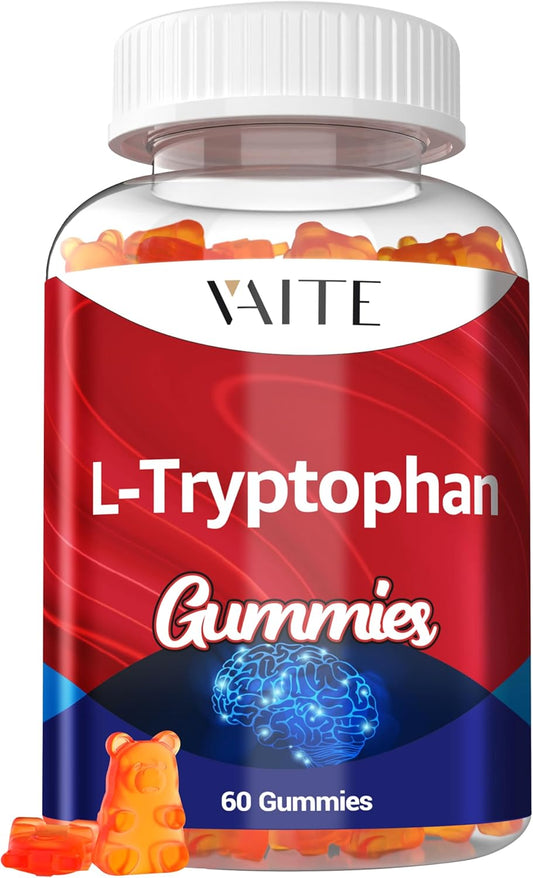 1000mg Vegan L Tryptophan Gummies for Positive Outlook & Calm Support - 60 Chewable Supplements for Peaceful Sleep & Mental Focus