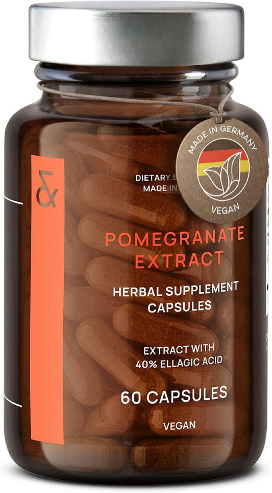 1000mg Vegan Pomegranate Extract Supplement with 40% Ellagic Acid for Heart & Joint Support - 60 Capsules from Germany