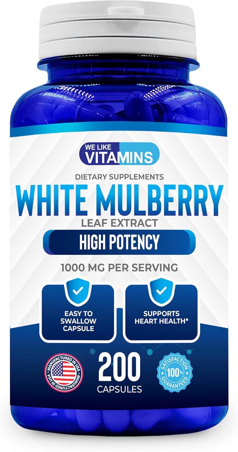 1000mg White Mulberry Leaf Extract Capsules - 200 Vegan Capsules by We Like Vitamins