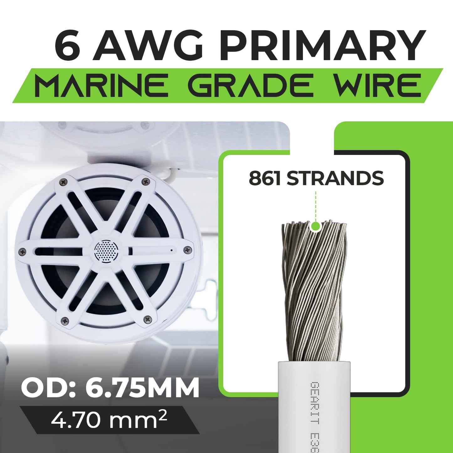 100ft GEARit 6 Gauge Marine Wire, Tinned Oxygen-Free Copper, White - Boat/Automotive/RV/Camper/Solar, 6 AWG Primary Wire Cable
