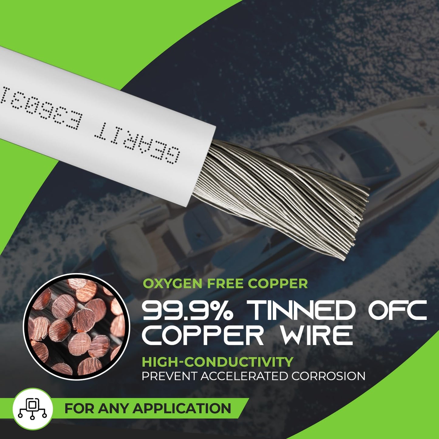 100ft GEARit 6 Gauge Marine Wire, Tinned Oxygen-Free Copper, White - Boat/Automotive/RV/Camper/Solar, 6 AWG Primary Wire Cable