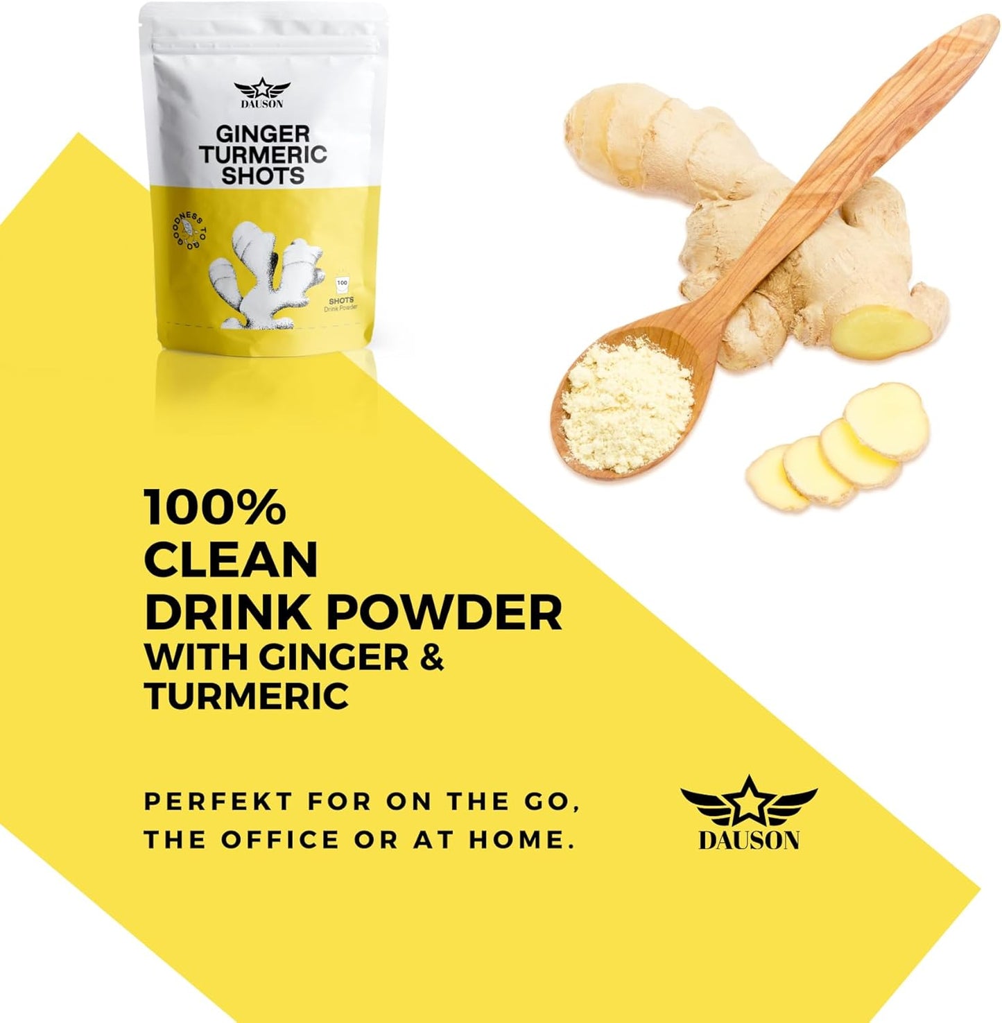 100g DAUSON Turmeric Ginger Powder with Orange for Joint, Gut, Keto & Immune Support - Curcumin, Vitamin C, D, Zinc Boost