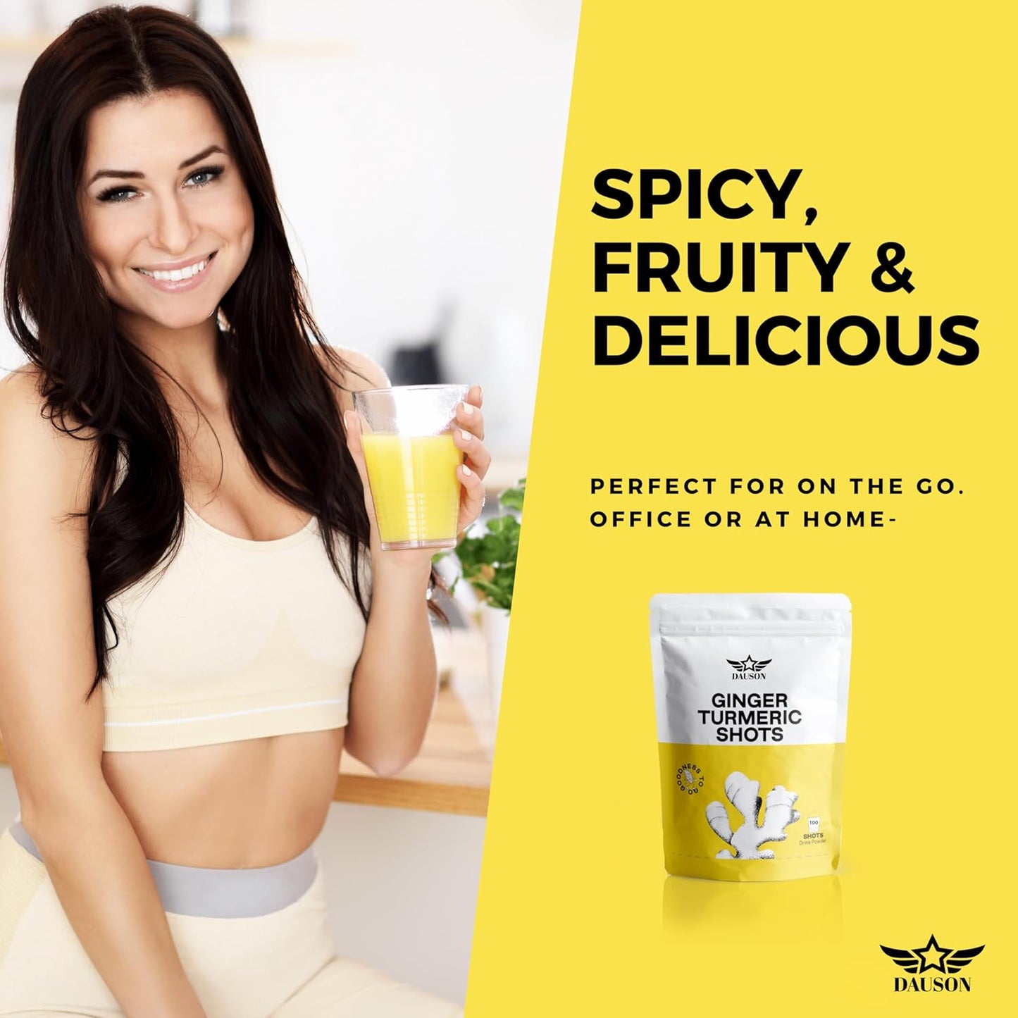 100g DAUSON Turmeric Ginger Powder with Orange for Joint, Gut, Keto & Immune Support - Curcumin, Vitamin C, D, Zinc Boost