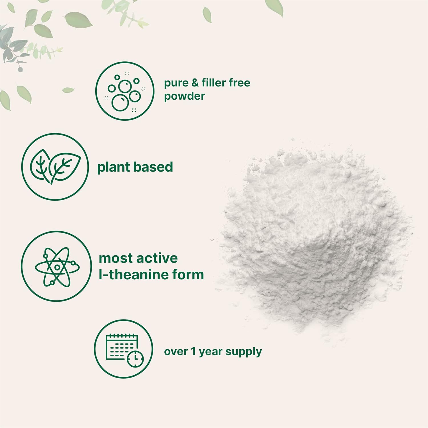 100g Micro Ingredients Pure L-Theanine Powder - Non-GMO, Vegan Friendly, Filler Free - 1 Year Supply