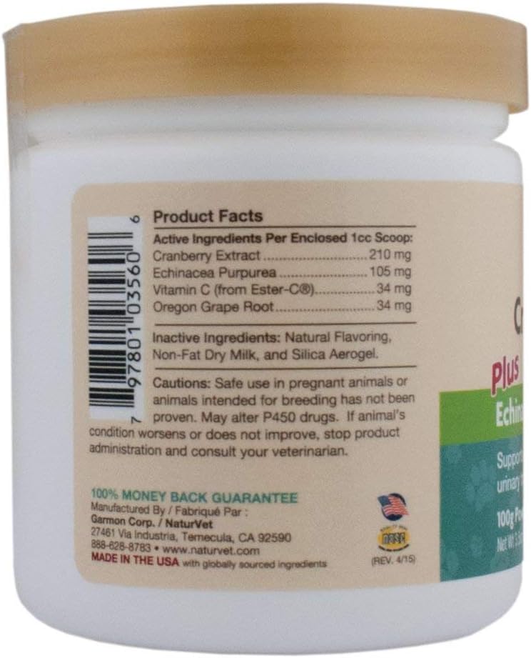 100g NaturVet Cranberry Relief Powder for Urinary Tract Health in Dogs and Cats