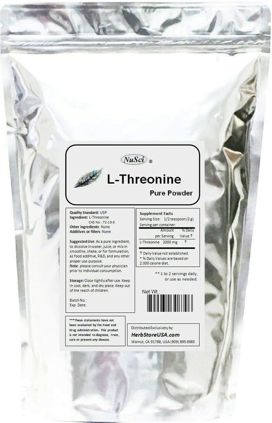 100g NuSci L-Threonine Powder - Pure Amino Acid Supplement for Muscle Growth & Recovery