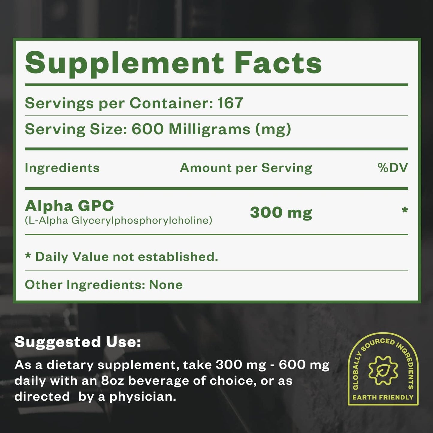 100g Purisure Alpha GPC 50% Powder: Pure Choline Supplement for Brain, Memory, Focus - Non-GMO, No Fillers - 167 Servings